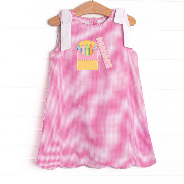 Color Box Cutie Applique Dress, Pink