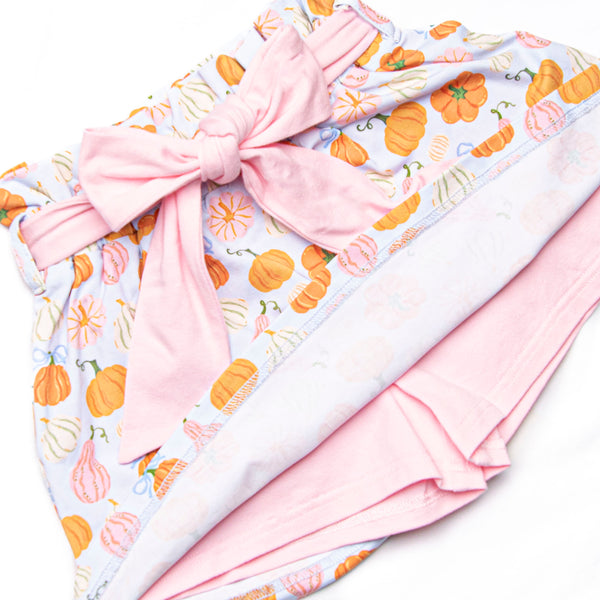 Girly Gourds Applique Skirt Set, Pink