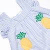 Pineapple Delight Applique Ruffle Short Set, Blue Seersucker
