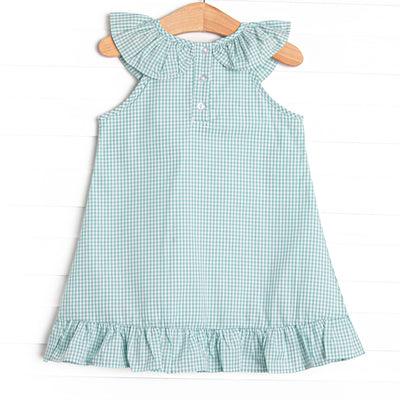 Apples to Apples Applique Ruffle Dress, Green