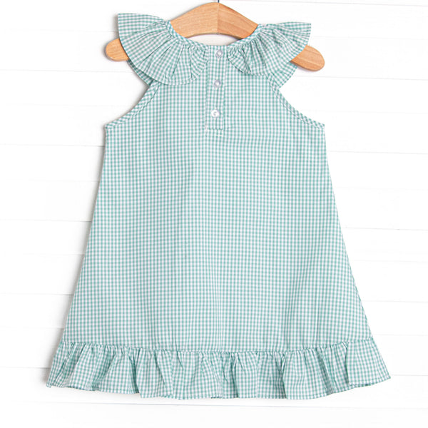 Apples to Apples Applique Ruffle Dress, Green