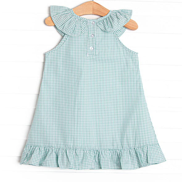 Apples to Apples Applique Ruffle Dress, Green