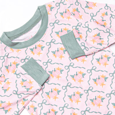 Pretty Pumpkin Patch Bamboo Pajama Set, Pink