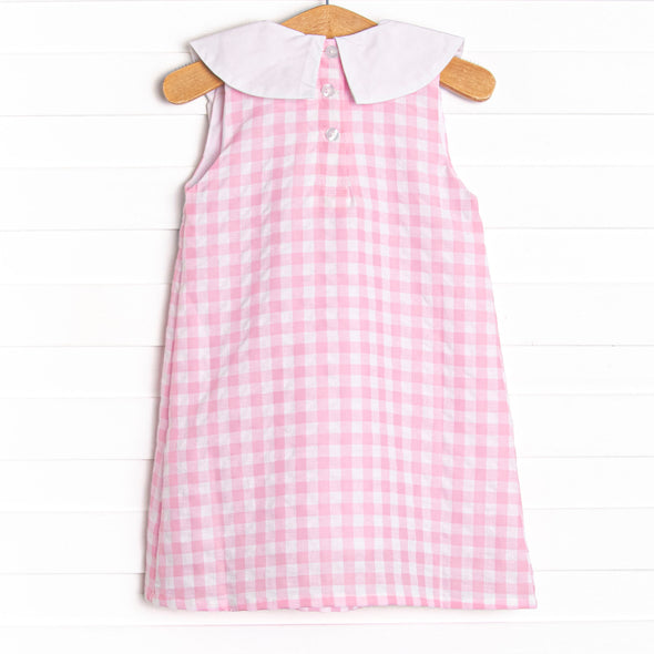 School Scholar Embroidered Dress, Pink