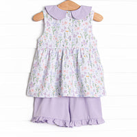 Picking Wildflowers Collared Short Set, Purple