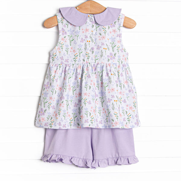 Picking Wildflowers Collared Short Set, Purple