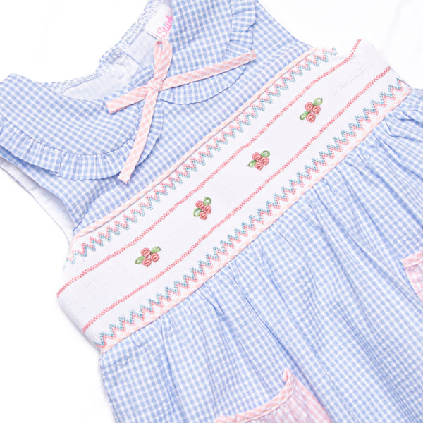Rosebud Blooms Smocked Pocket Dress, Blue