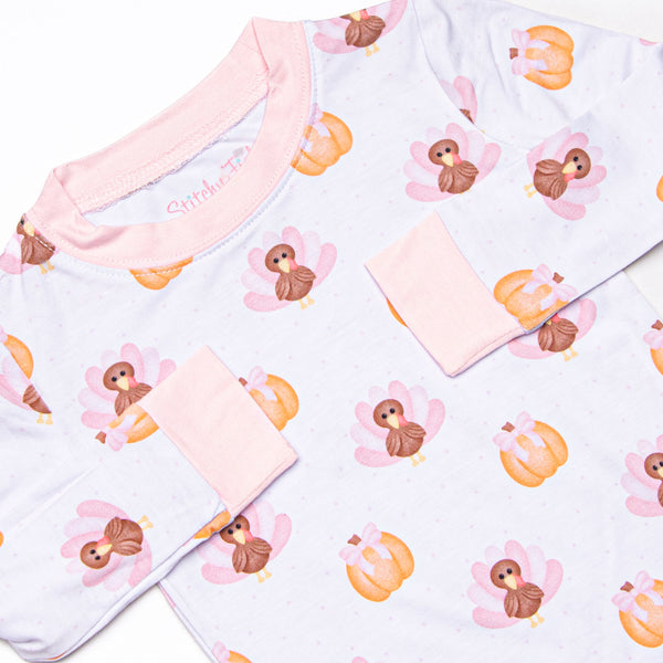 Feathers in the Field Bamboo Pajama Set, Pink