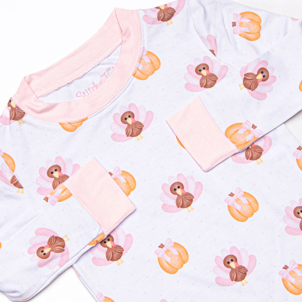 Feathers in the Field Bamboo Pajama Set, Pink