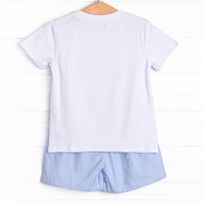 In the Wild Applique Short Set, Blue
