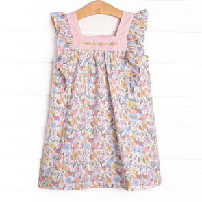 Abundant Blooms Embroidered Dress, Pink