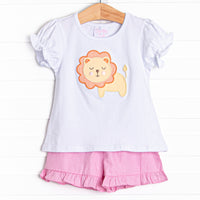 In the Wild Applique Ruffle Short Set, Pink