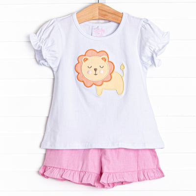 In the Wild Applique Ruffle Short Set, Pink