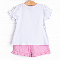 In the Wild Applique Ruffle Short Set, Pink