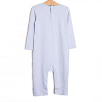 Pumpkin Patch Pick Pima Embroidered Rolled Neck Romper, Blue