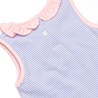 Hannah Skirted Bubble, Pink and Periwinkle Stripe