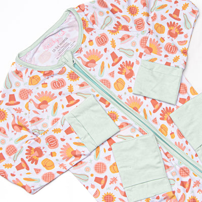 Thanksgiving Favorites Bamboo Zippy Pajama, Mint