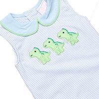 Tyrannosaurus Trio Applique Jon Jon, Blue