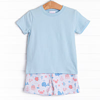 Whale-y Good Friends Short Set, Blue