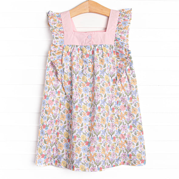 Abundant Blooms Embroidered Dress, Pink