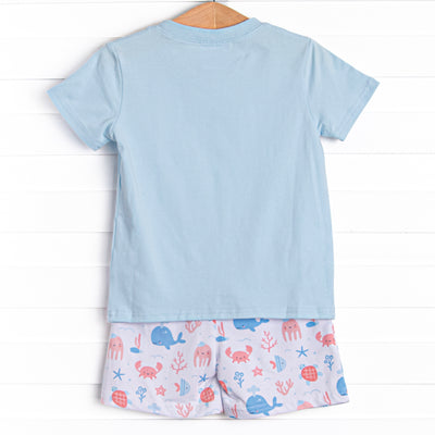 Whale-y Good Friends Short Set, Blue