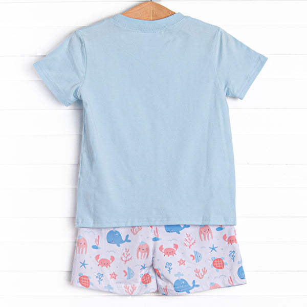 Whale-y Good Friends Short Set, Blue