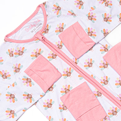 Turkey Trot Bamboo Zippy Pajama, Pink