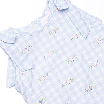 Rosebud Blooms Embroidered Dress, Blue