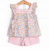 Abundant Blooms Embroidered Short Set, Pink