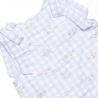 Rosebud Blooms Embroidered Dress, Blue