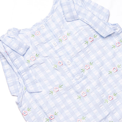 Rosebud Blooms Embroidered Dress, Blue
