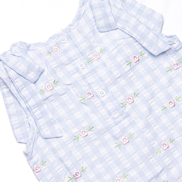 Rosebud Blooms Embroidered Dress, Blue