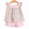 Abundant Blooms Embroidered Short Set, Pink