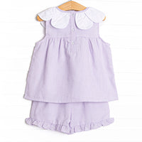 Spring Stripes Ruffle Short Set, Purple