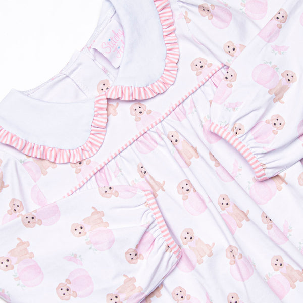 Pumpkin Pup Dress, Pink