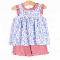 Freedom Fields Ruffle Short Set, Blue