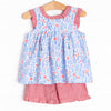 Freedom Fields Ruffle Short Set, Blue