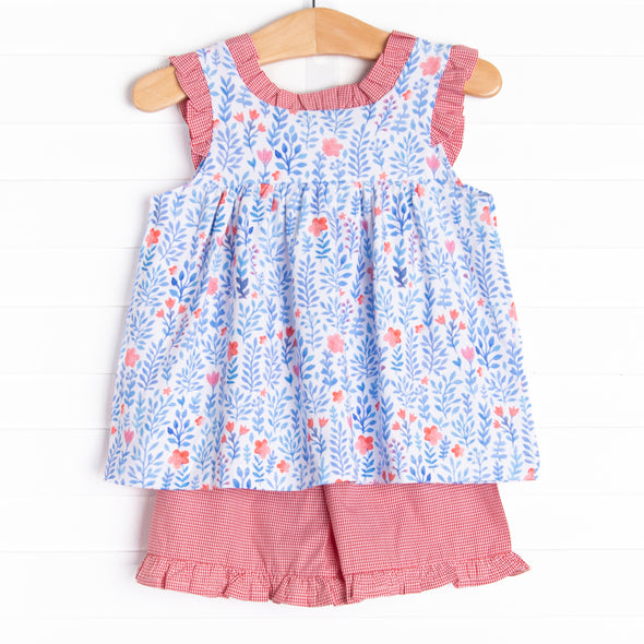 Freedom Fields Ruffle Short Set, Blue