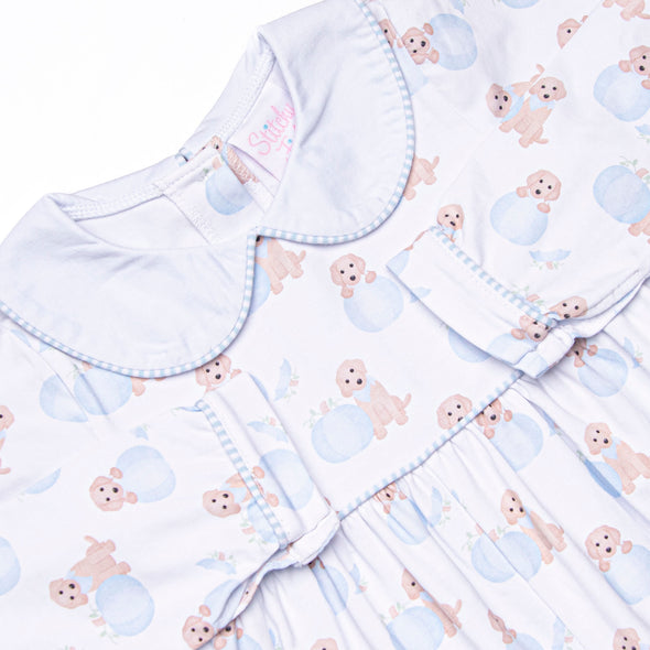Pumpkin Pup Romper, Blue