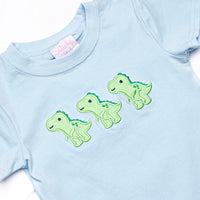 Tyrannosaurus Trio Applique Short Set, Blue