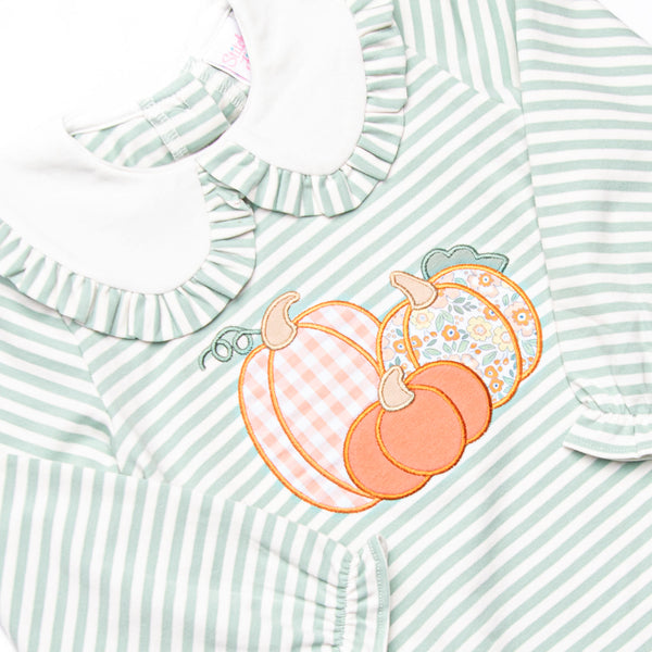 Patterned Pumpkins Applique Bubble, Green