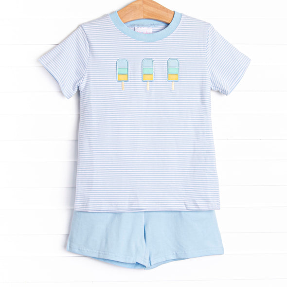Tangy Treat Applique Short Set, Blue