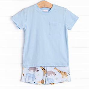 Safari Summer Short Set, Blue