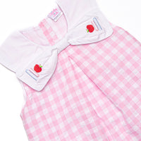 School Scholar Embroidered Dress, Pink