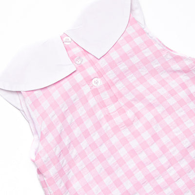 School Scholar Embroidered Dress, Pink