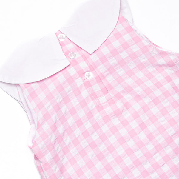 School Scholar Embroidered Dress, Pink