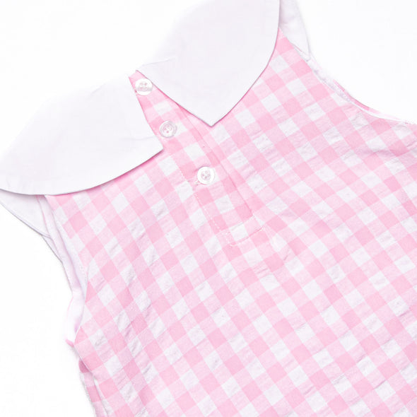 School Scholar Embroidered Dress, Pink