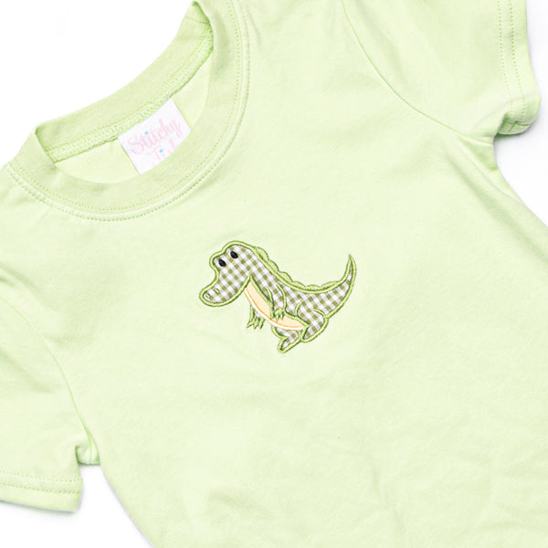 Carolina Croc Applique Short Set, Green