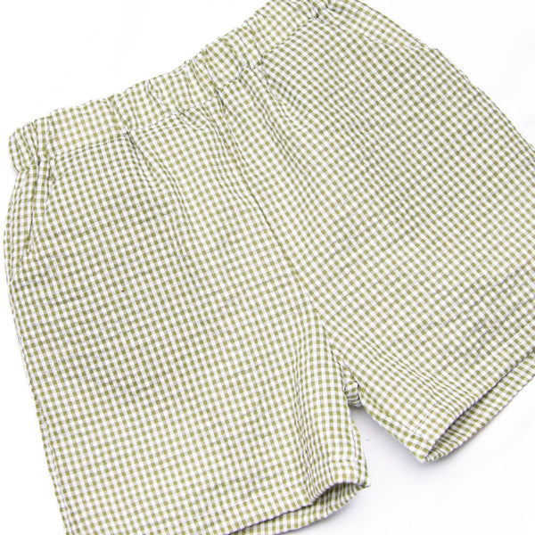 Carolina Croc Applique Short Set, Green