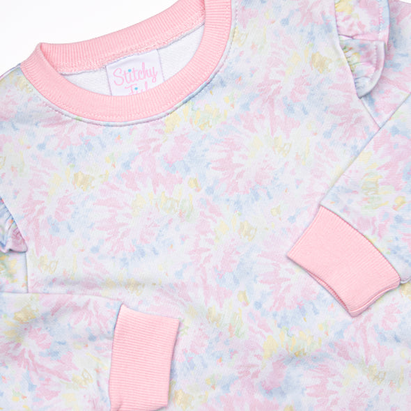 Happy Hippie Sweatshirt Short Set, Pink